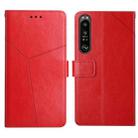 For Sony Xperia 1 III Y Stitching Horizontal Flip Leather Phone Case with Holder & Card Slots & Wallet & Photo Frame(Red) - 1