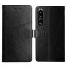 For Sony Xperia 5 III Y Stitching Horizontal Flip Leather Phone Case with Holder & Card Slots & Wallet & Photo Frame(Black) - 1