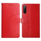 For Sony Xperia 10 III Y Stitching Horizontal Flip Leather Phone Case with Holder & Card Slots & Wallet & Photo Frame(Red) - 1