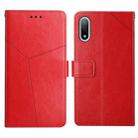 For Sony Xperia Ace II Y Stitching Horizontal Flip Leather Phone Case with Holder & Card Slots & Wallet & Photo Frame(Red) - 1