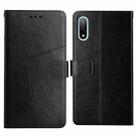 For Sony Xperia Ace II Y Stitching Horizontal Flip Leather Phone Case with Holder & Card Slots & Wallet & Photo Frame(Black) - 1
