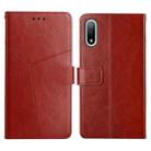 For Sony Xperia Ace II Y Stitching Horizontal Flip Leather Phone Case with Holder & Card Slots & Wallet & Photo Frame(Brown) - 1