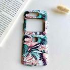 For Motorola Razr 5G Small Floral Shockproof PC + Water Paste Folding Phone Protective Case(Green Leaves Pink Flowers) - 1