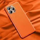 Silicone Pure Skin Leather Full Coverage Shockproof Phone Case For iPhone 13 Pro(Orange) - 1