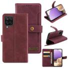 For Samsung Galaxy A12 Copper Buckle Horizontal Flip Leather Phone Case with Holder & Card Slots & Wallet(Maroon) - 1