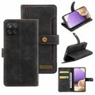 For Samsung Galaxy A22 Copper Buckle Horizontal Flip Leather Phone Case with Holder & Card Slots & Wallet(Black) - 1