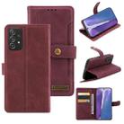 For Samsung Galaxy A52 5G / 4G Copper Buckle Horizontal Flip Leather Phone Case with Holder & Card Slots & Wallet(Maroon) - 1