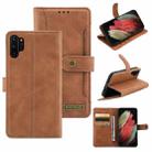 For Samsung Galaxy Note10+ Copper Buckle Horizontal Flip Leather Phone Case with Holder & Card Slots & Wallet(Brown) - 1
