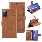 For Samsung Galaxy Note20 Copper Buckle Horizontal Flip Leather Phone Case with Holder & Card Slots & Wallet(Brown) - 1