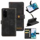 For Samsung Galaxy S20 Copper Buckle Horizontal Flip Leather Phone Case with Holder & Card Slots & Wallet(Black) - 1