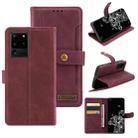 For Samsung Galaxy S20 Ultra Copper Buckle Horizontal Flip Leather Phone Case with Holder & Card Slots & Wallet(Maroon) - 1