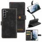 For Samsung Galaxy S21 5G Copper Buckle Horizontal Flip Leather Phone Case with Holder & Card Slots & Wallet(Black) - 1