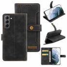For Samsung Galaxy S21+ 5G Copper Buckle Horizontal Flip Leather Phone Case with Holder & Card Slots & Wallet(Black) - 1