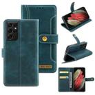 For Samsung Galaxy S21 Ultra 5G Copper Buckle Horizontal Flip Leather Phone Case with Holder & Card Slots & Wallet(Green) - 1