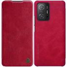 For Xiaomi Mi 11T / 11T Pro NILLKIN QIN Series Crazy Horse Texture Horizontal Flip Phone Leather Case with Card Slot(Red) - 1