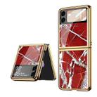 For Samsung Galaxy Z Flip3 5G GKK Marble Pattern Electroplating Glass Phone Case(Marble 02) - 1