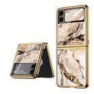 For Samsung Galaxy Z Flip3 5G GKK Marble Pattern Electroplating Glass Phone Case(Marble 09) - 1