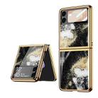 For Samsung Galaxy Z Flip3 5G GKK Marble Pattern Electroplating Glass Phone Case(Marble 12) - 1