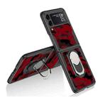 For Samsung Galaxy Z Flip3 5G GKK Foldable Camouflage Armor PC Phone Case with Ring Holder(Red) - 1