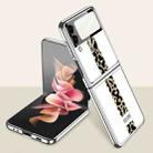 For Samsung Galaxy Z Flip3 5G GKK Electroplating Painted Tempered Glass Phone Case(Leopard Print) - 1