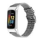 For Fitbit Charge 5 Nylon Canvas Watch Band(Black White Grid) - 1