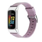 For Fitbit Charge 5 Nylon Canvas Watch Band(Light Purple) - 1
