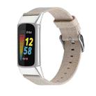 For Fitbit Charge 5 Nylon Canvas Watch Band(Apricot) - 1