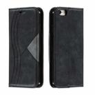 For iPhone 6 Splicing Color Magnetic Hem Horizontal Flip Leather Case with Holder & Card Slots(Black) - 1