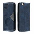 For iPhone 6 Splicing Color Magnetic Hem Horizontal Flip Leather Case with Holder & Card Slots(Blue) - 1