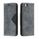 For iPhone 6 Splicing Color Magnetic Hem Horizontal Flip Leather Case with Holder & Card Slots(Grey) - 1