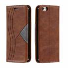 For iPhone 6 Splicing Color Magnetic Hem Horizontal Flip Leather Case with Holder & Card Slots(Brown) - 1