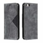 For iPhone 6 Plus Splicing Color Magnetic Hem Horizontal Flip Leather Case with Holder & Card Slots(Grey) - 1