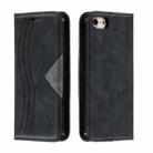 For iPhone SE 2022 / SE 2020 / 8 / 7 Splicing Color Magnetic Hem Horizontal Flip Leather Case with Holder & Card Slots(Black) - 1