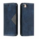 For iPhone SE 2022 / SE 2020 / 8 / 7 Splicing Color Magnetic Hem Horizontal Flip Leather Case with Holder & Card Slots(Blue) - 1