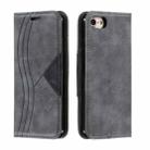 For iPhone SE 2022 / SE 2020 / 8 / 7 Splicing Color Magnetic Hem Horizontal Flip Leather Case with Holder & Card Slots(Grey) - 1