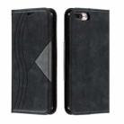 For iPhone 8 Plus / 7 Plus Splicing Color Magnetic Hem Horizontal Flip Leather Case with Holder & Card Slots(Black) - 1