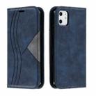 For iPhone 11 Splicing Color Magnetic Hem Horizontal Flip Leather Case with Holder & Card Slots(Blue) - 1