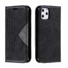 For iPhone 11 Pro Splicing Color Magnetic Hem Horizontal Flip Leather Case with Holder & Card Slots(Black) - 1