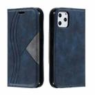 For iPhone 11 Pro Splicing Color Magnetic Hem Horizontal Flip Leather Case with Holder & Card Slots(Blue) - 1