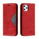 For iPhone 11 Pro Splicing Color Magnetic Hem Horizontal Flip Leather Case with Holder & Card Slots(Red) - 1