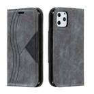 For iPhone 11 Pro Splicing Color Magnetic Hem Horizontal Flip Leather Case with Holder & Card Slots(Grey) - 1