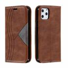 For iPhone 11 Pro Splicing Color Magnetic Hem Horizontal Flip Leather Case with Holder & Card Slots(Brown) - 1