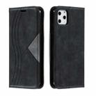 For iPhone 11 Pro Max Splicing Color Magnetic Hem Horizontal Flip Leather Case with Holder & Card Slots(Black) - 1
