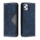 For iPhone 11 Pro Max Splicing Color Magnetic Hem Horizontal Flip Leather Case with Holder & Card Slots(Blue) - 1