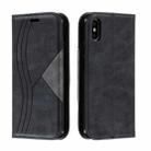 For iPhone X / XS Splicing Color Magnetic Hem Horizontal Flip Leather Case with Holder & Card Slots(Black) - 1