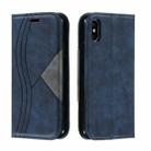 For iPhone X / XS Splicing Color Magnetic Hem Horizontal Flip Leather Case with Holder & Card Slots(Blue) - 1