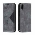 For iPhone X / XS Splicing Color Magnetic Hem Horizontal Flip Leather Case with Holder & Card Slots(Grey) - 1