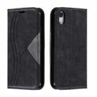 For iPhone XR Splicing Color Magnetic Hem Horizontal Flip Leather Case with Holder & Card Slots(Black) - 1