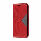 For iPhone XR Splicing Color Magnetic Hem Horizontal Flip Leather Case with Holder & Card Slots(Red) - 2
