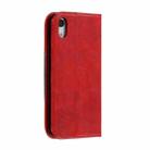 For iPhone XR Splicing Color Magnetic Hem Horizontal Flip Leather Case with Holder & Card Slots(Red) - 3